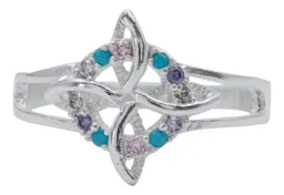 Anillo Plata 925 Nudo Bruja Celta con Zirconias Multicolor - Imagen 3