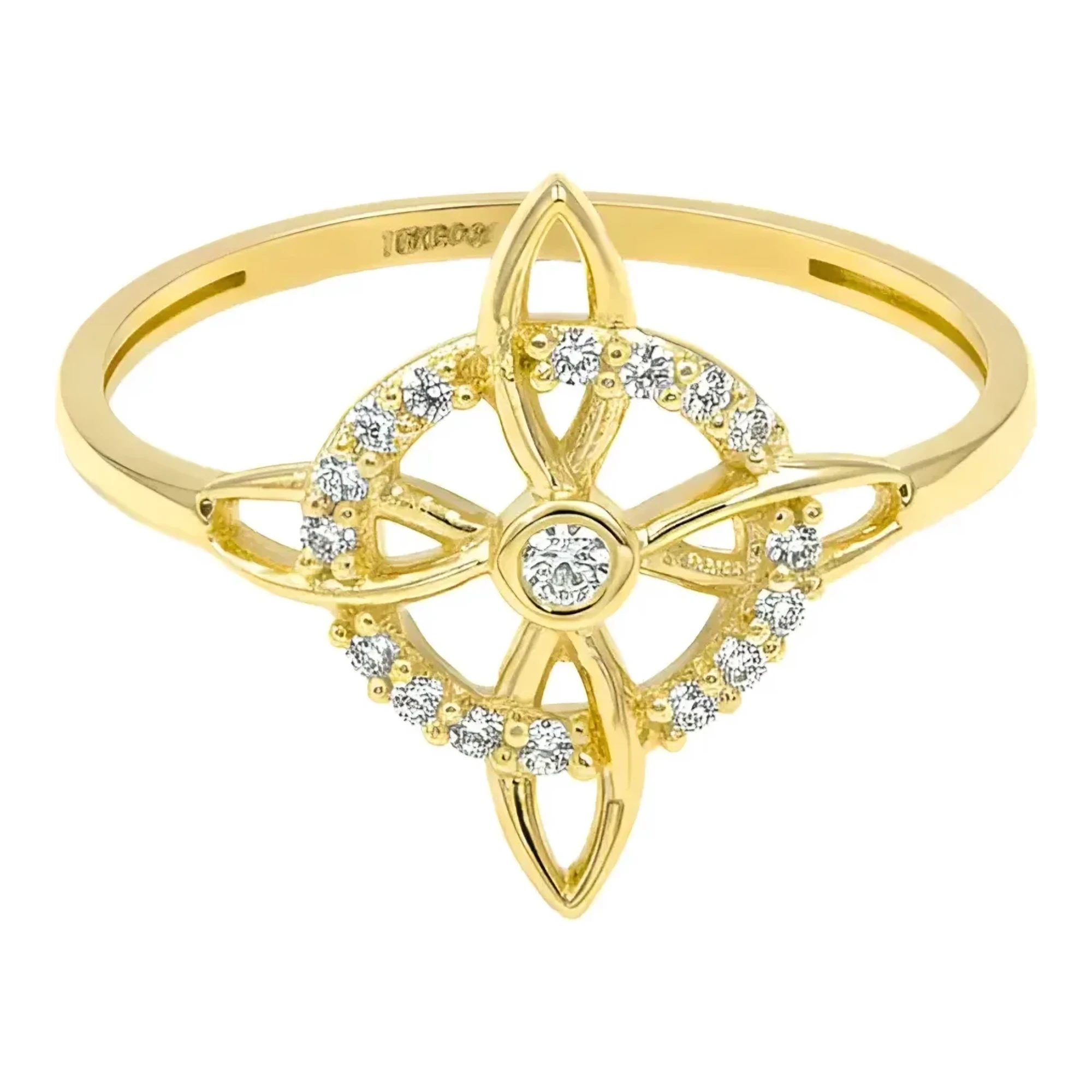 Anillo Nudo Bruja Celta con Zirconias Oro 10k - Imagen 3