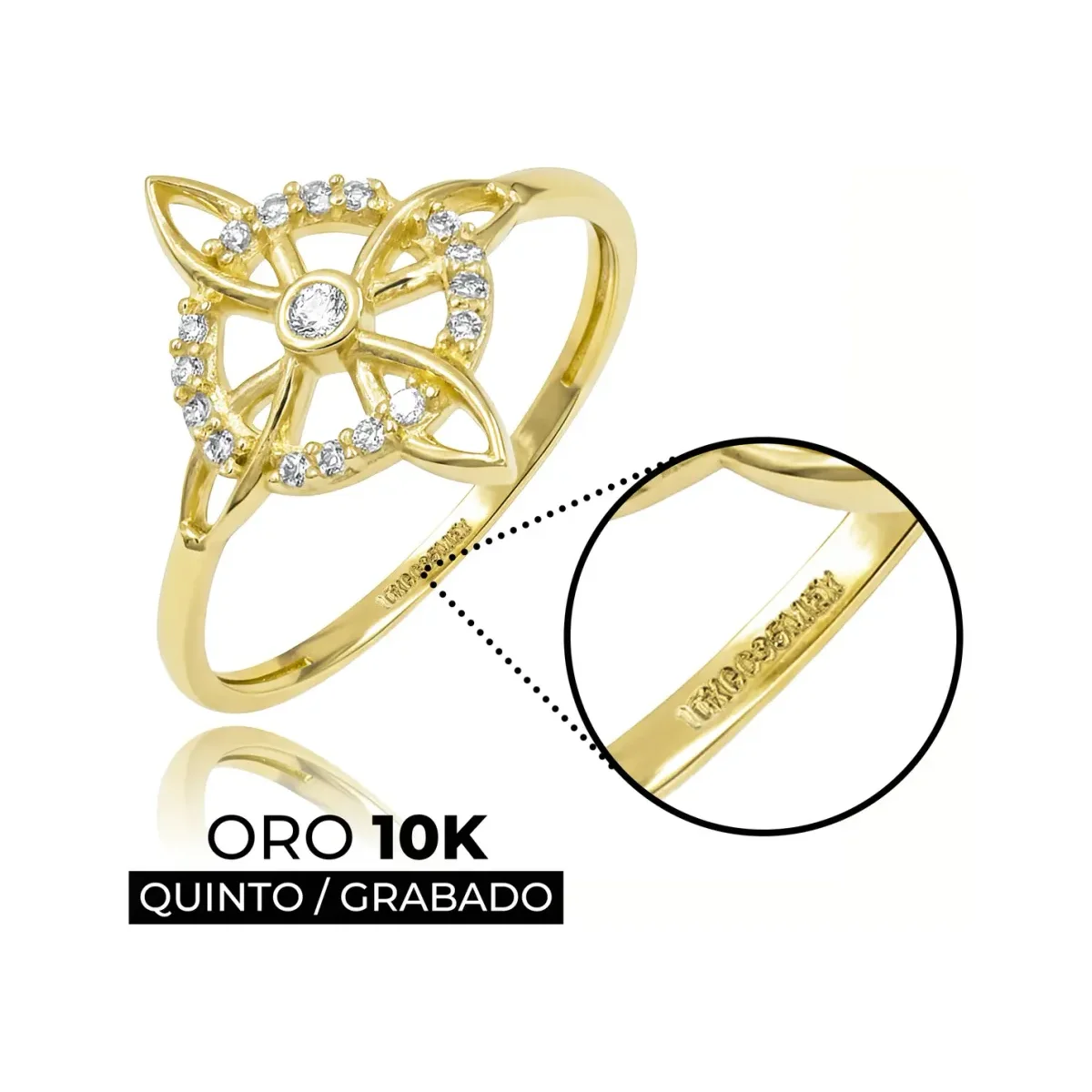 Anillo Nudo Bruja Celta con Zirconias Oro 10k - Imagen 7