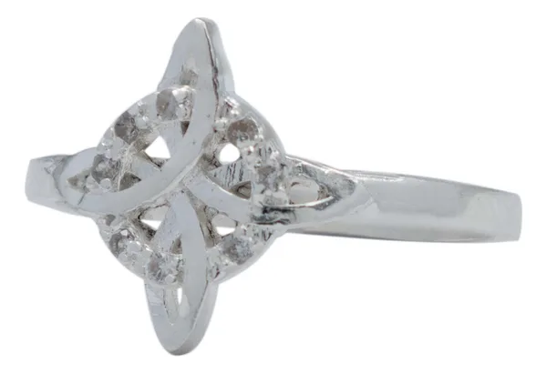 Anillo de plata .925 blanco zirconia nudo de bruja — Joyaris