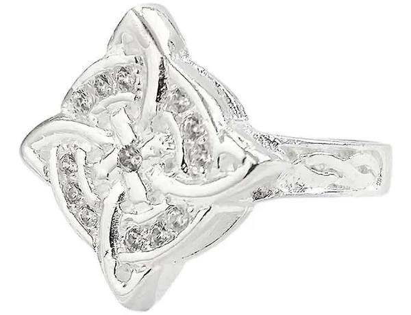 Anillo de plata .925 zirconia nudo de bruja amuleto proteccion — Joyaris