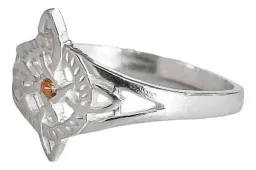 Anillo Plata 925 Nudo Bruja con Zirconia Naranja Artesanal - Imagen 2