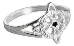 Anillo Plata Ley .925 Nudo de Bruja con Zirconia Negra - Imagen 1