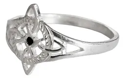 Anillo Plata Ley .925 Nudo de Bruja con Zirconia Negra - Imagen 2