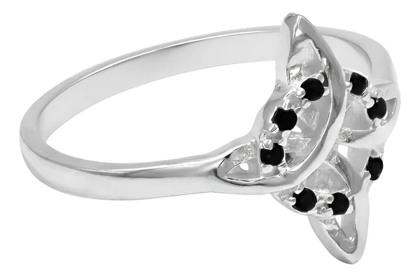 Anillo de plata .925 negro zirconia Nudo de Bruja para mujer — Joyaris