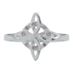 Anillo Nudo Bruja Plata 925 Zirconias Rosas - Imagen 4