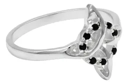 Anillo Plata 925 Nudo Bruja con Zirconias Negras - Imagen 1