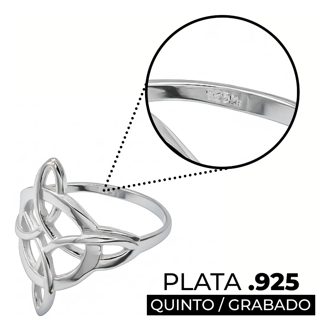 Anillo Plata .925 Nudo de Bruja Celta Liso Unisex - Imagen 3