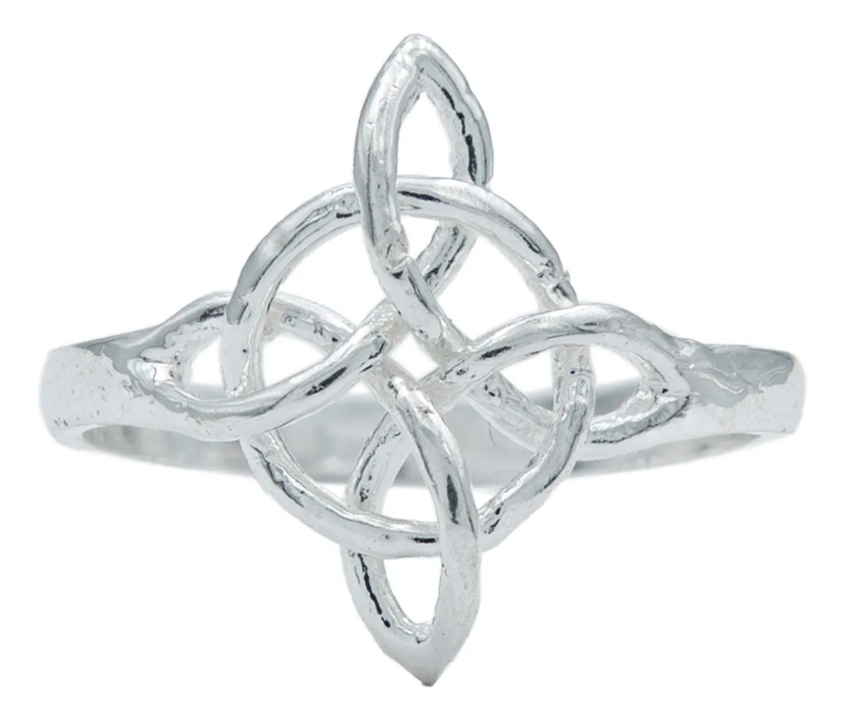 Anillo Plata .925 Nudo de Bruja Celta, diseño unisex en plata de ley brillante. Amuleto de protección, anillo simbólico y joy