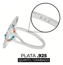 Anillo Plata .925 Nudo de Bruja Celta con Zirconias Multicolor - Imagen 3
