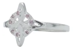 Anillo Plata 925 Nudo Bruja con Zirconias Rosas - Imagen 1