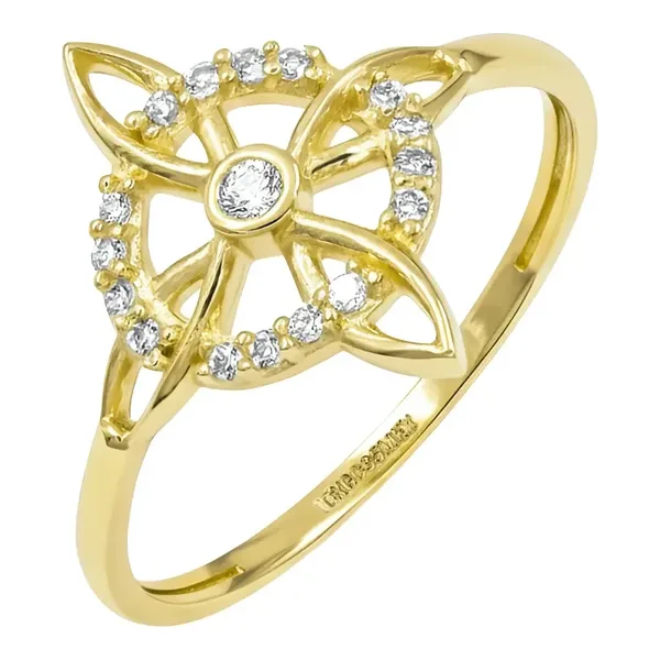 Anillo de oro 10k zirconia Nudo de Bruja Celta ligero — Joyaris