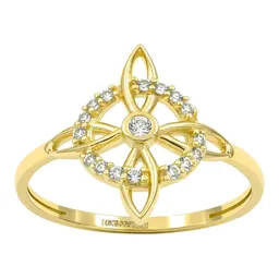 Anillo Nudo de Bruja de Oro 10k con Zirconia Talla 8.5 - Imagen 2