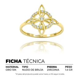 Anillo Nudo de Bruja de Oro 10k con Zirconia Talla 8.5 - Imagen 6