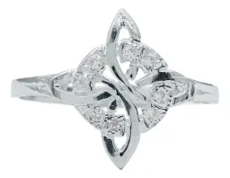 Anillo Nudo de Bruja Diamantado Plata .925 con Zirconia Talla 8 - Imagen 1