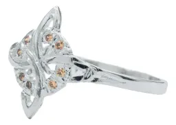 Anillo Plata 925 Nudo Bruja Diamantado con Zirconia Naranja - Imagen 2