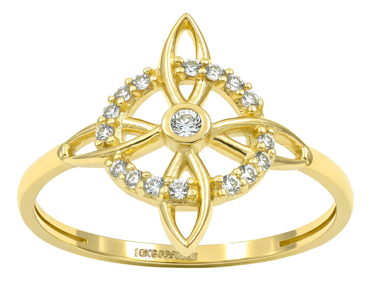 Anillo Oro 10k Nudo de Bruja con Zirconia Unisex - Imagen 2