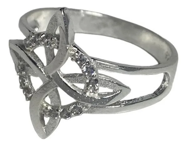 Anillo de plata .925 zirconia nudo de bruja plano esoterico — Joyaris