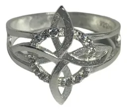 Anillo Plata 925 Nudo de Bruja Plano con Zirconia Talla 6.5 - Imagen 2
