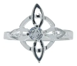 Anillo Plata 925 Nudo de Bruja con Zirconia Reluciente - Imagen 1