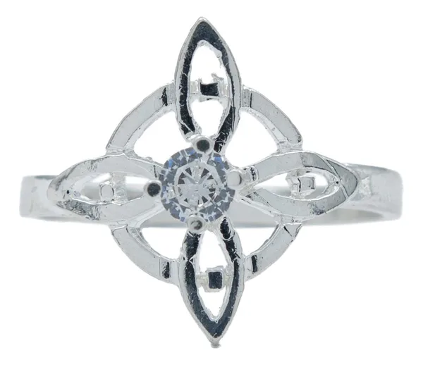 Anillo de plata .925 zirconia nudo de bruja artesanal — Joyaris