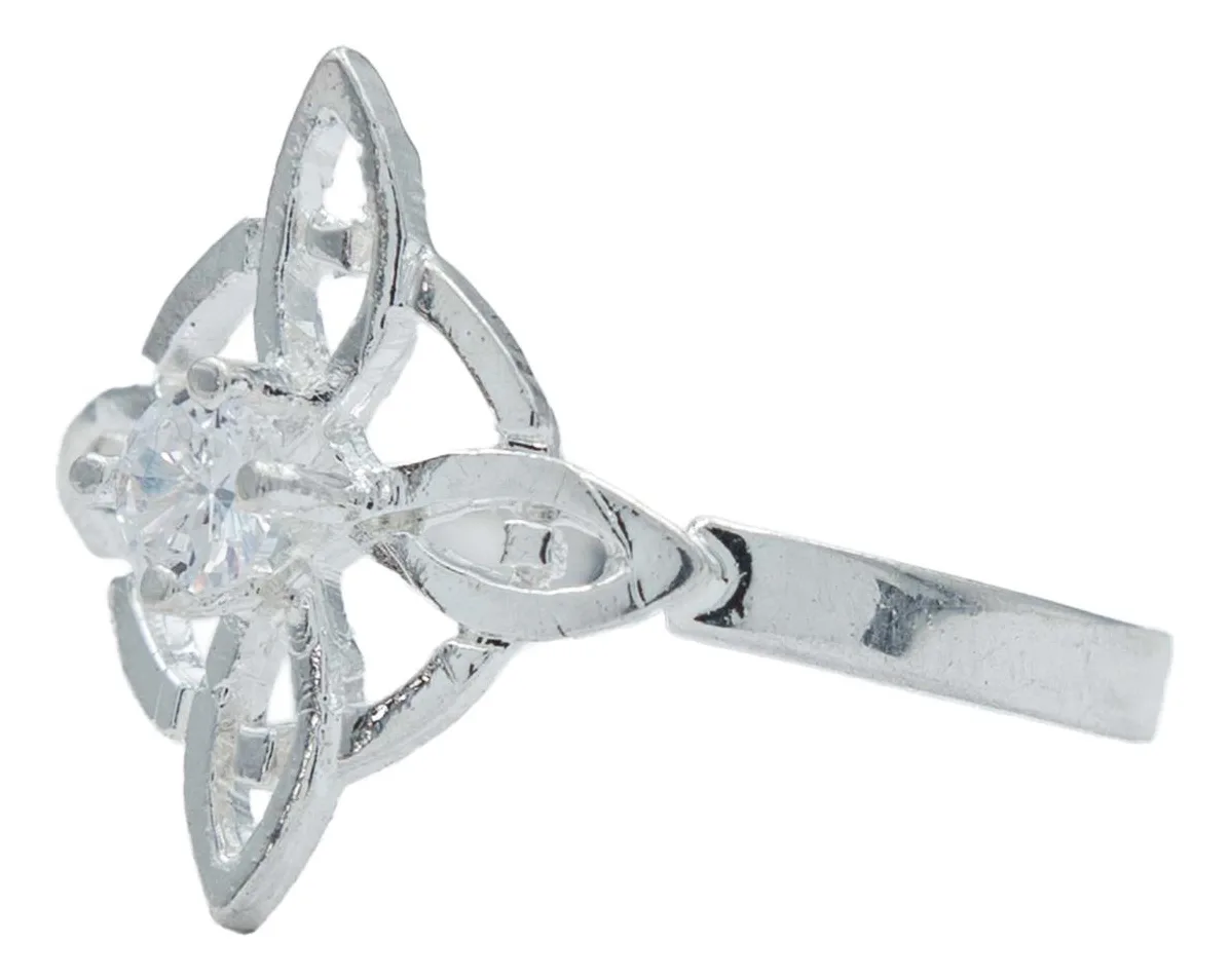 Anillo de plata .925 zirconia nudo de bruja artesanal — Joyaris