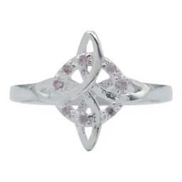 Anillo Nudo de Bruja Plata 925 con Zirconia Rosa - Imagen 4