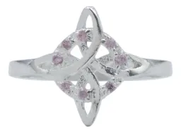 Anillo Plata 925 Nudo de Bruja con Zirconias Rosas - Imagen 4