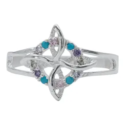 Anillo Nudo de Bruja Plata 925 Zirconias Multicolor Mujer - Imagen 3
