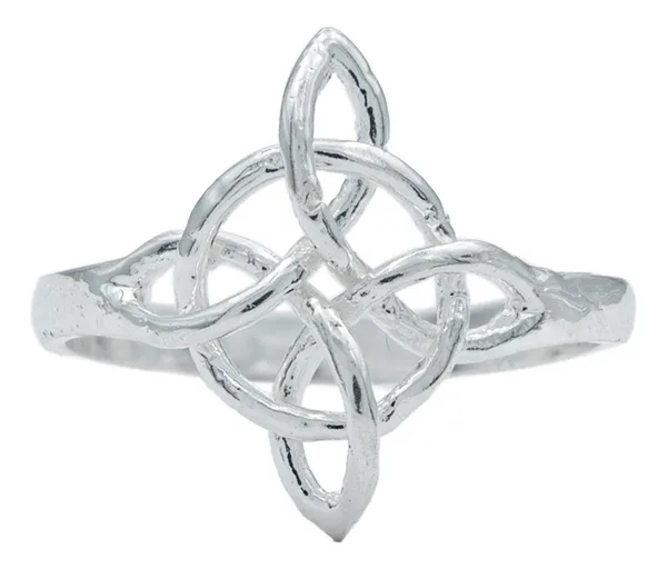 Anillo de plata .925 plateado nudo de bruja celta artesanal liso amuleto — Joyaris