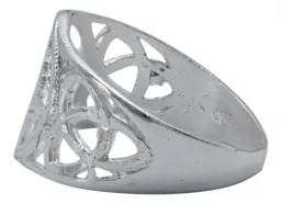 Anillo Plata 925 Nudo de Bruja y Triqueta Celta Artesanal - Imagen 2