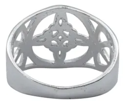 Anillo Plata 925 Nudo de Bruja y Triqueta Celta Artesanal - Imagen 3