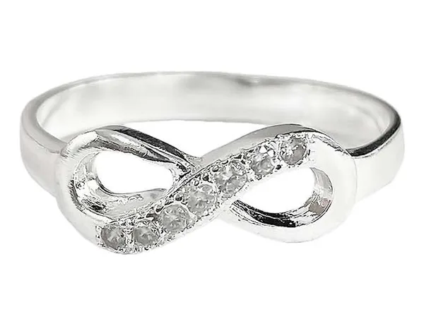 Anillo de compromiso de plata .925 blanco zirconia nudo infinito talla 8.5 — Joyaris