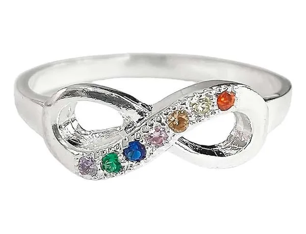 Anillo Plata 925 Nudo Infinito Zirconia Multicolor - Imagen 1