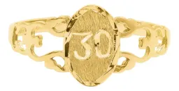 Anillo Oro 10k con Número 30 Diseño Moderno Unisex - Imagen 2