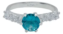 Anillo Plata 925 Obsidiana Paraíba Tono Celeste Unisex - Imagen 4