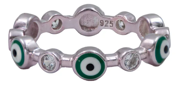 Anillo Plata 925 Ojo Turco Churumbela Zirconias Multicolor - Imagen 1