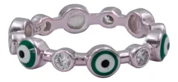 Anillo Plata 925 Ojo Turco Churumbela Zirconias Multicolor - Imagen 2