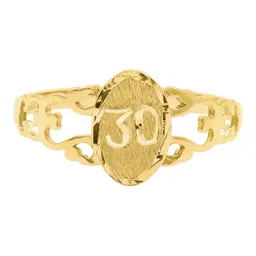 Anillo Oro 10k con Número 30 Diseño Moderno Unisex - Imagen 2