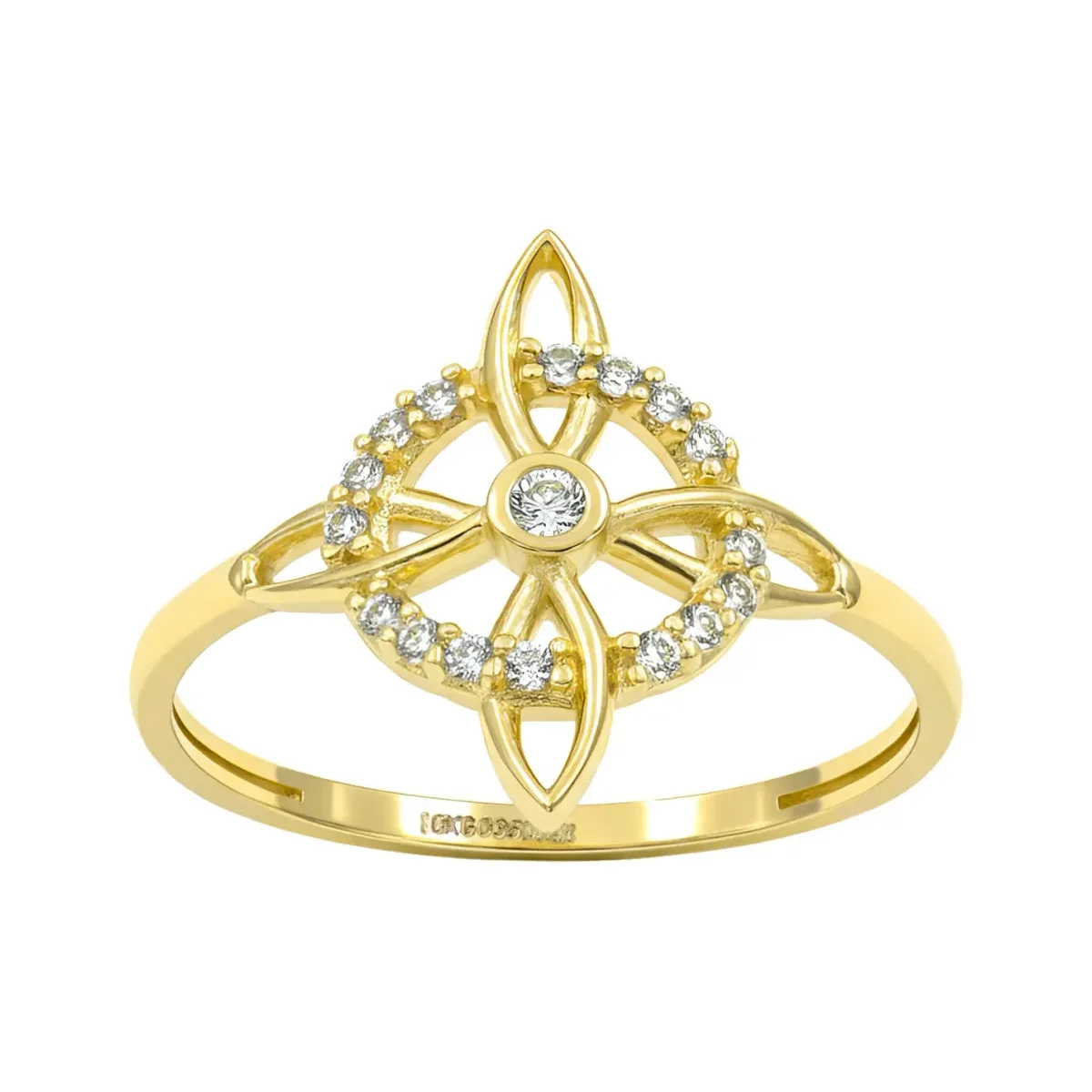 Anillo Oro 10k Nudo de Bruja Celta con Zirconia Talla 7 - Imagen 2