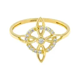 Anillo Oro 10k Nudo de Bruja Celta con Zirconia Talla 7 - Imagen 3
