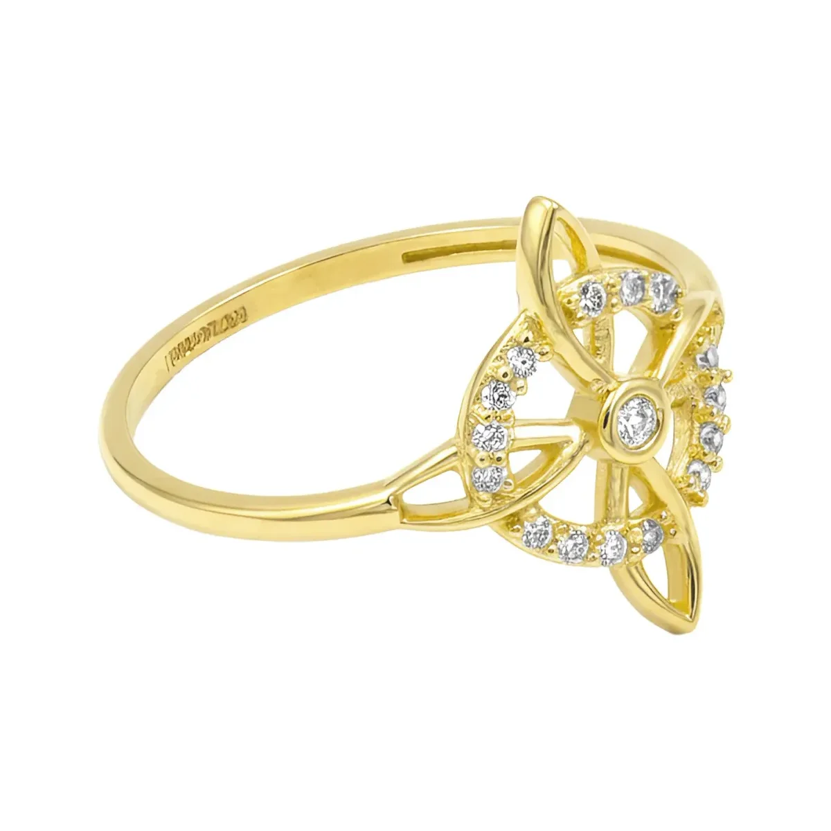 Anillo Oro 10k Nudo de Bruja Celta con Zirconia Talla 7 - Imagen 4