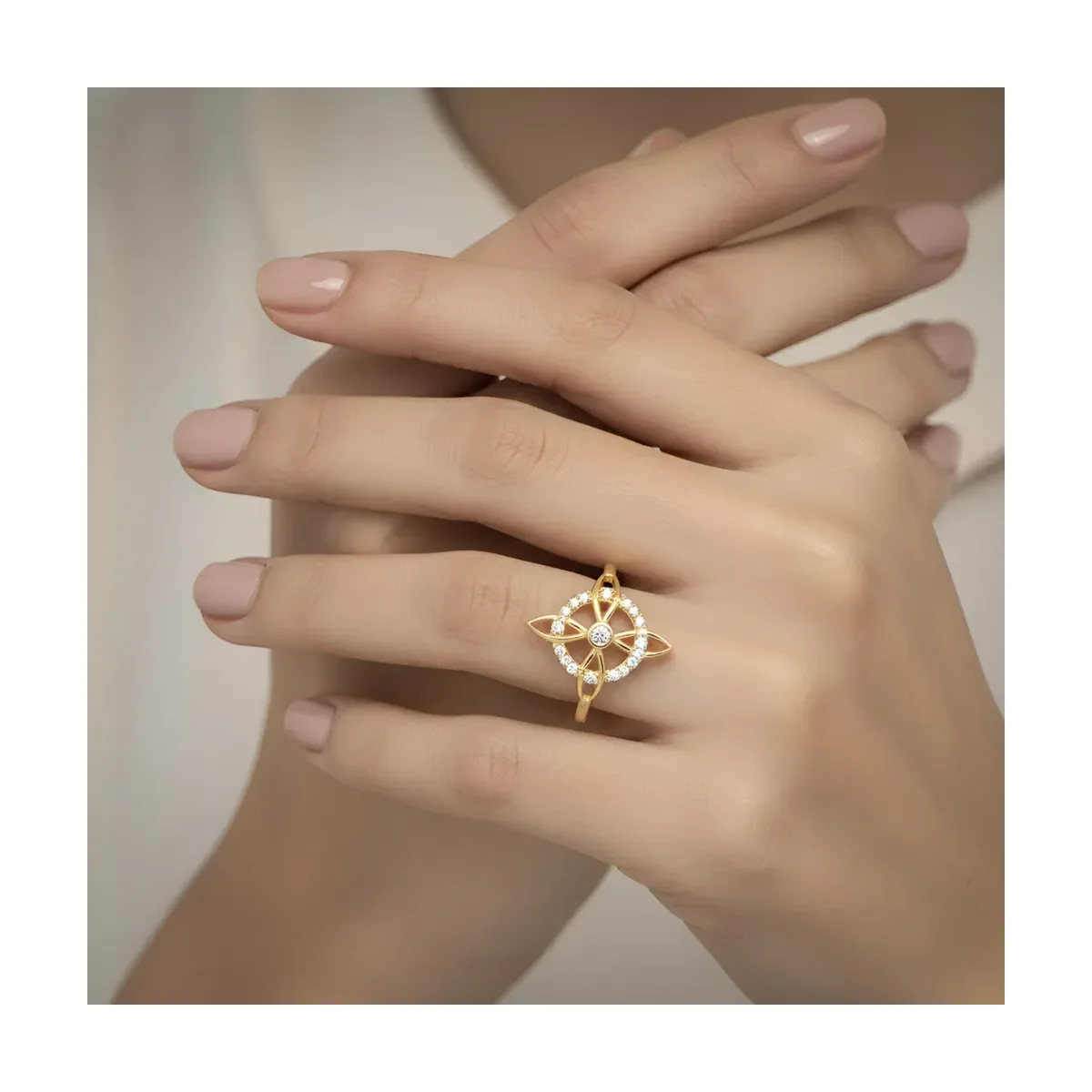 Anillo Oro 10k Nudo de Bruja Celta con Zirconia Talla 7 - Imagen 8