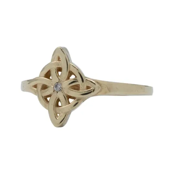 Anillo de oro 10k dorado zirconia nudo de bruja celta talla 8.5 — Joyaris