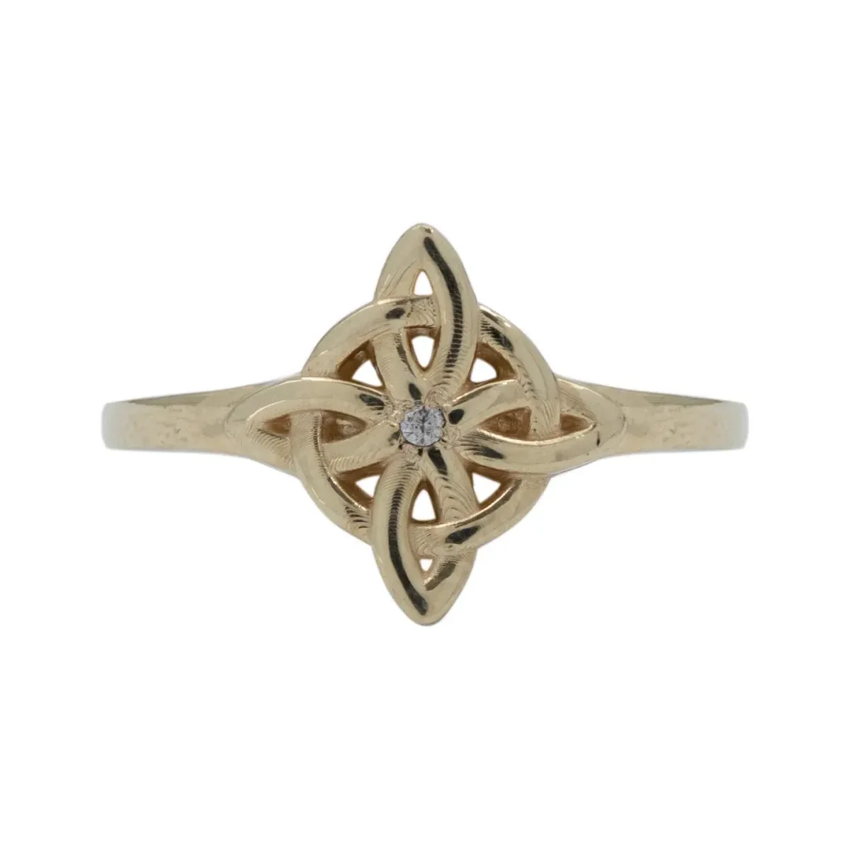 Anillo Oro 10k Nudo de Bruja Celta con Zirconia Talla 8.5 Modelo 280 - Imagen 2