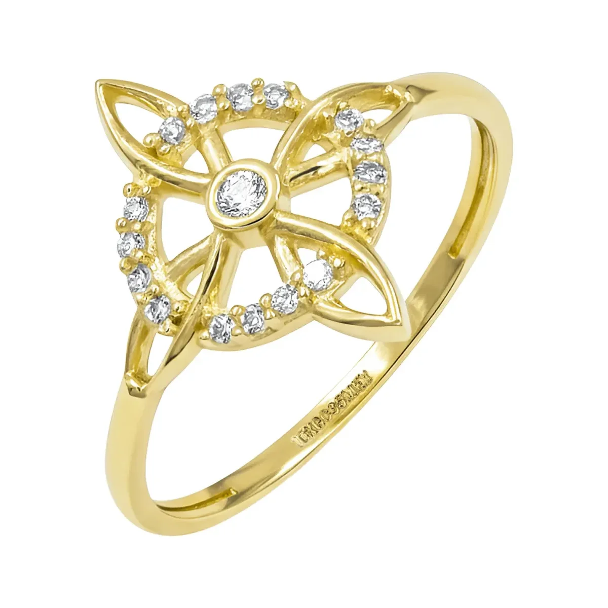 Anillo de Oro 10k Nudo de Bruja Celta con Zirconia transparente, una joya mexicana de protección para hombre y mujer, ideal p