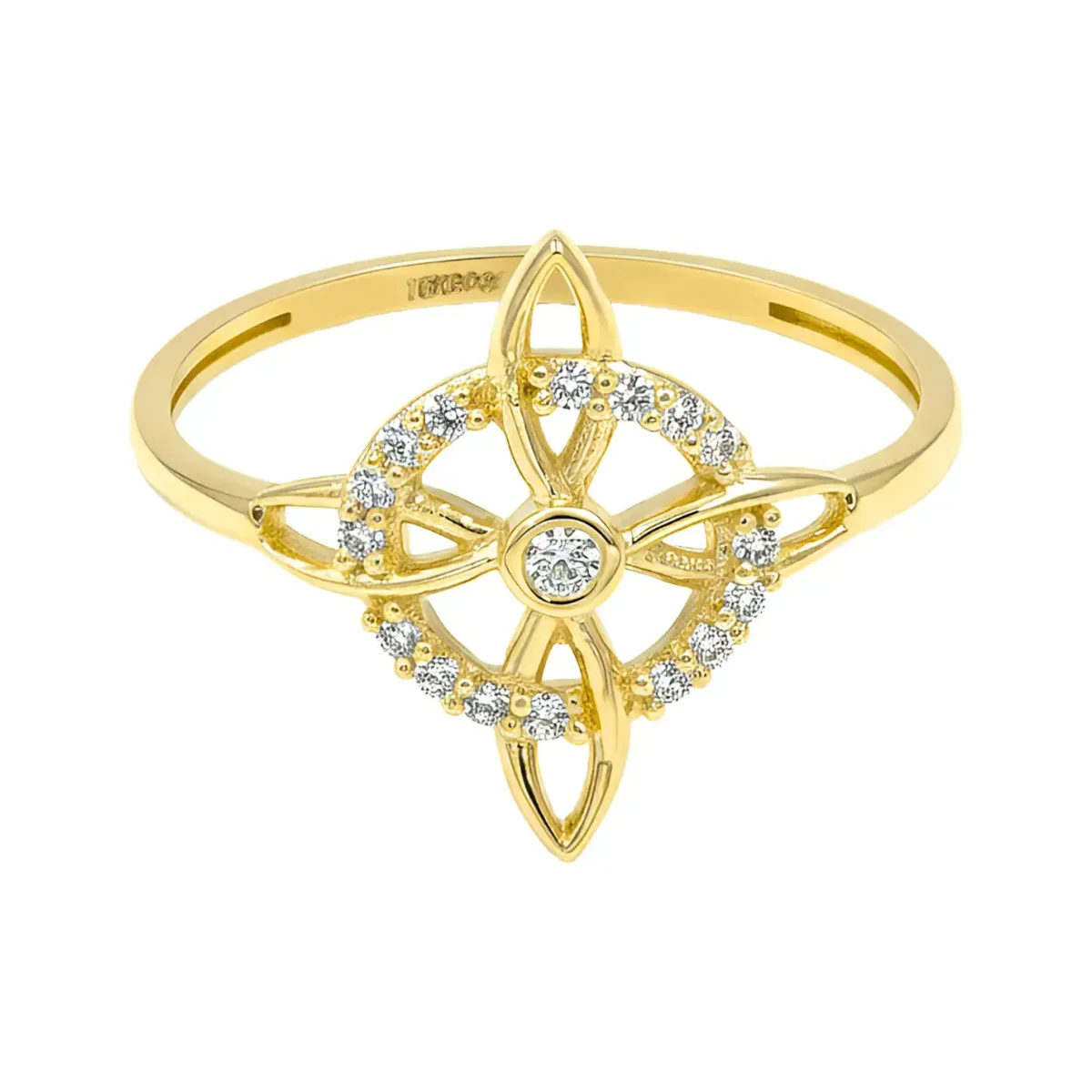 Anillo Oro 10k Nudo de Bruja Celta con Zirconia Talla 8.5 Modelo 707 - Imagen 3