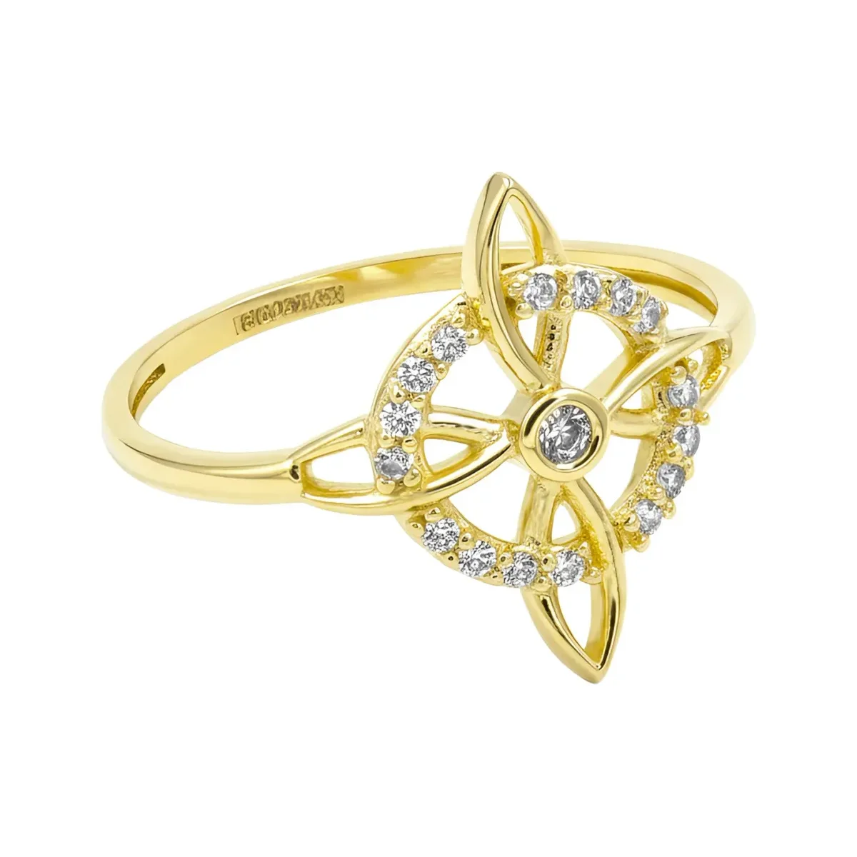 Anillo Oro 10k Nudo de Bruja Celta con Zirconia Talla 8.5 Modelo 707 - Imagen 5
