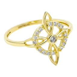 Anillo Oro 10k Nudo de Bruja con Zirconia Unisex - Imagen 5