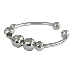 Anillo Plata 925 Ajustable Antiestrés Perlas Móviles - Imagen 1
